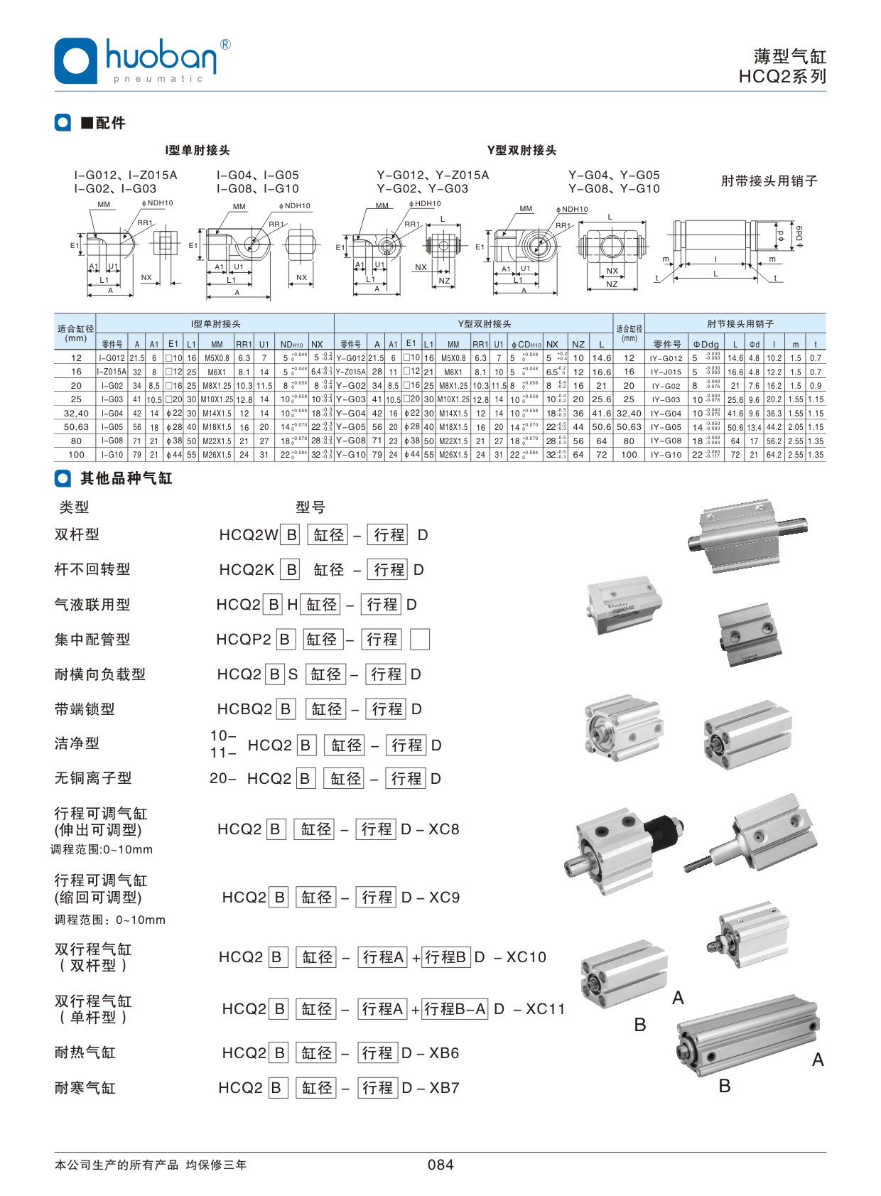 HCQ2薄型氣缸，標(biāo)準(zhǔn)型